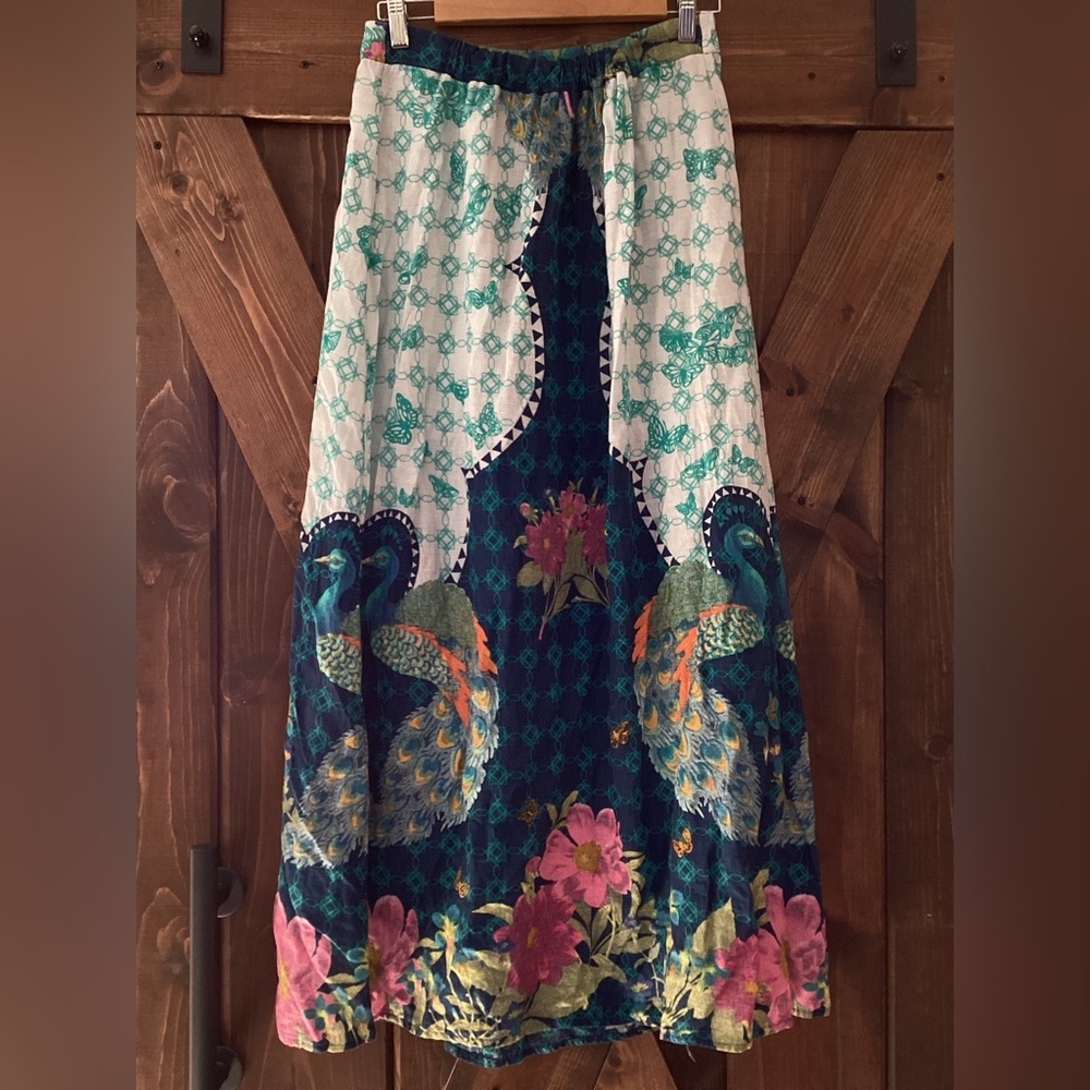 FARM Rio Blue Green Maxi A-Line Skirt Size P - Picture 4 of 6